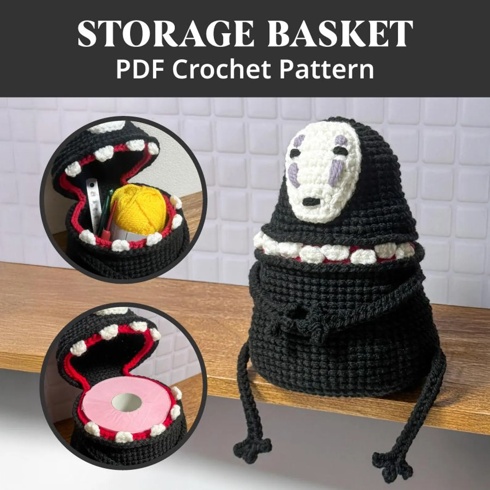 No Face with Yarn basket small figure